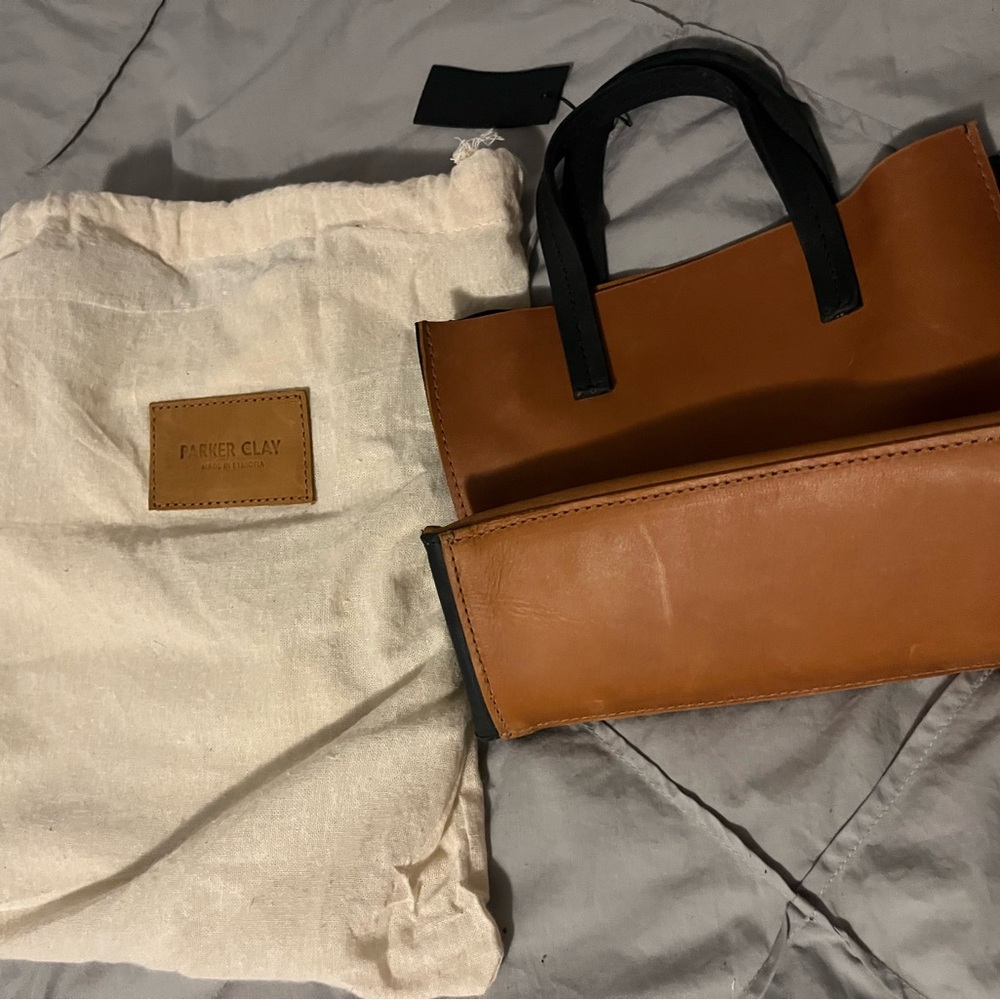 Parker Clay Avila Mini Bag, NWT, Multi color—rust brown body and black handles